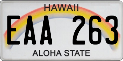 HI license plate EAA263