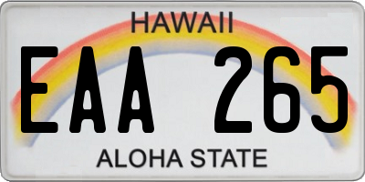 HI license plate EAA265