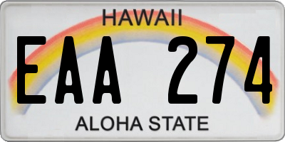 HI license plate EAA274