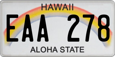 HI license plate EAA278