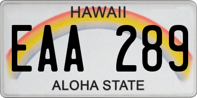 HI license plate EAA289