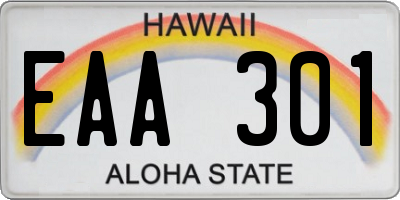 HI license plate EAA301