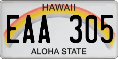 HI license plate EAA305