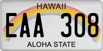 HI license plate EAA308