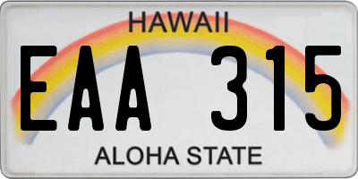 HI license plate EAA315