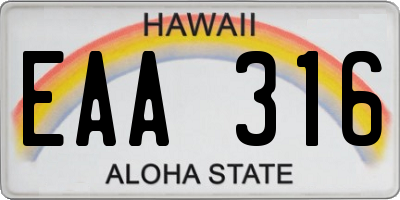 HI license plate EAA316