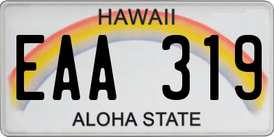 HI license plate EAA319