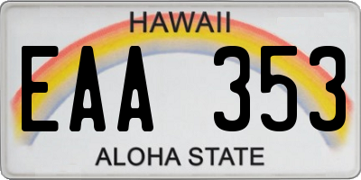 HI license plate EAA353