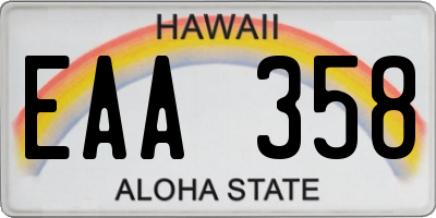 HI license plate EAA358