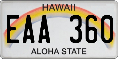 HI license plate EAA360