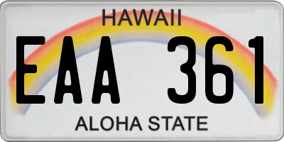 HI license plate EAA361