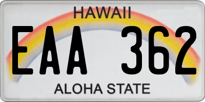 HI license plate EAA362