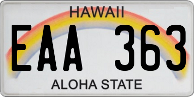 HI license plate EAA363