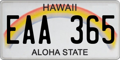 HI license plate EAA365