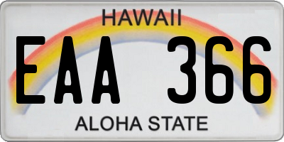 HI license plate EAA366