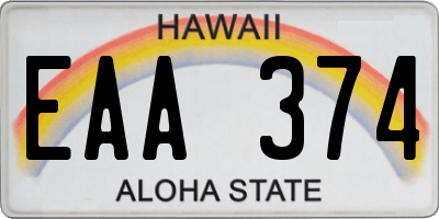 HI license plate EAA374