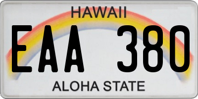 HI license plate EAA380