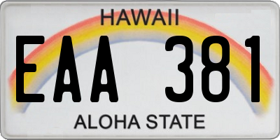 HI license plate EAA381