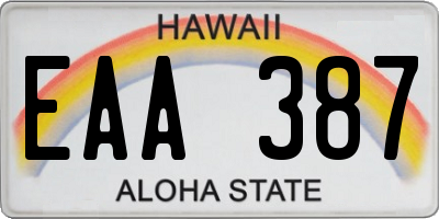 HI license plate EAA387