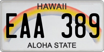 HI license plate EAA389