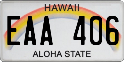 HI license plate EAA406