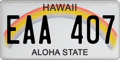 HI license plate EAA407