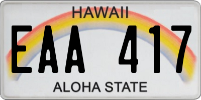 HI license plate EAA417