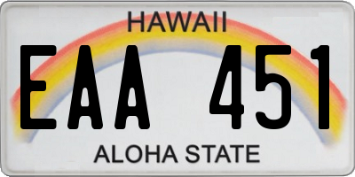 HI license plate EAA451