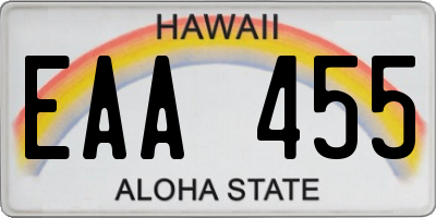 HI license plate EAA455