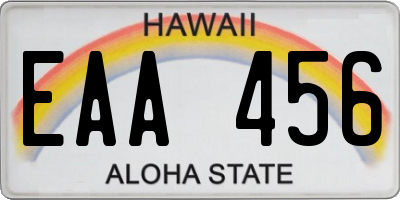 HI license plate EAA456