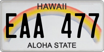 HI license plate EAA477