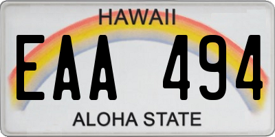 HI license plate EAA494