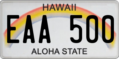 HI license plate EAA500