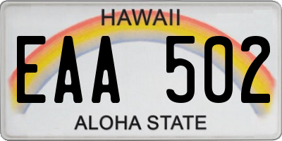 HI license plate EAA502