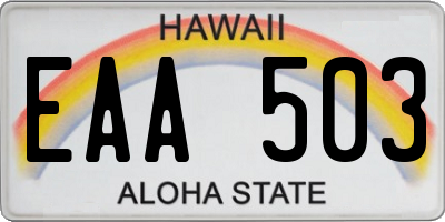 HI license plate EAA503