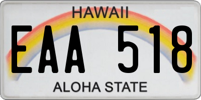 HI license plate EAA518