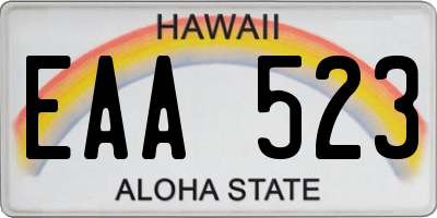 HI license plate EAA523