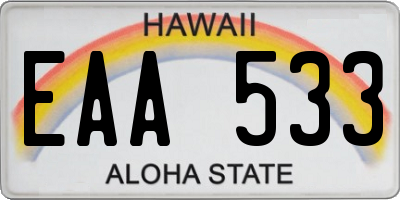 HI license plate EAA533