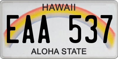 HI license plate EAA537