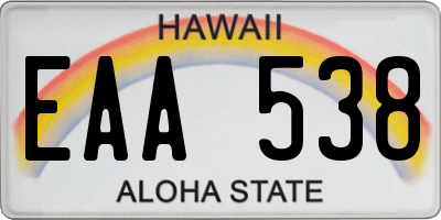 HI license plate EAA538
