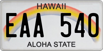 HI license plate EAA540