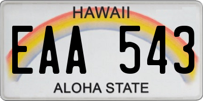 HI license plate EAA543