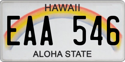 HI license plate EAA546