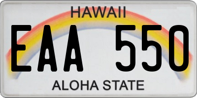 HI license plate EAA550