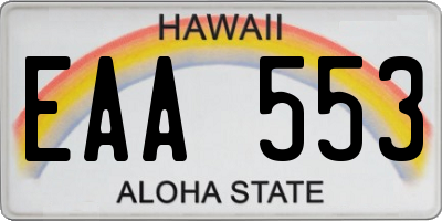 HI license plate EAA553