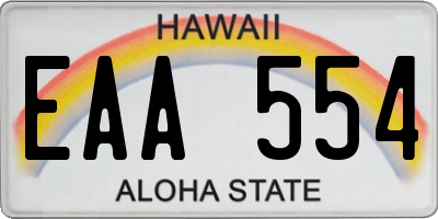 HI license plate EAA554