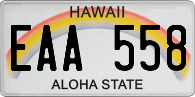 HI license plate EAA558