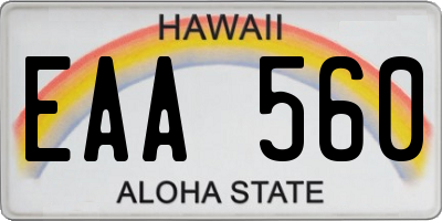 HI license plate EAA560
