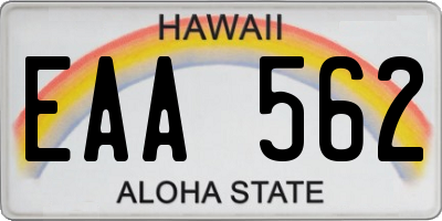 HI license plate EAA562