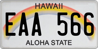 HI license plate EAA566